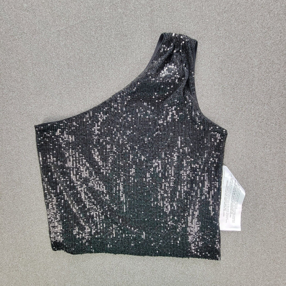 Dress the Population S Black Sequin One Shoulder Lined Top